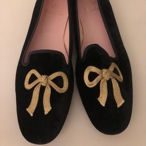 Pretty Loafers Ballerinas suede loafers gold bows